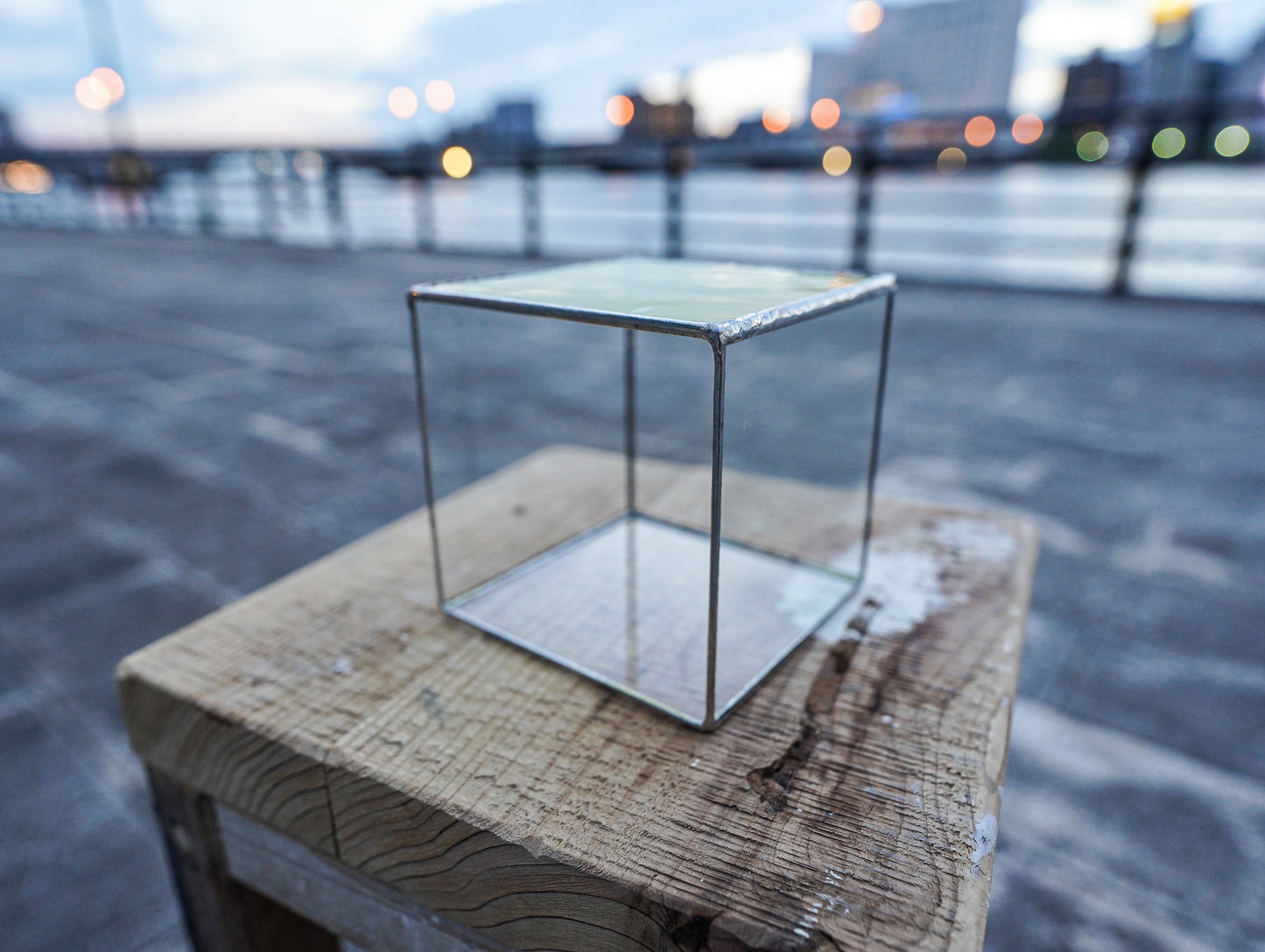 Glass Planter square yellow #22