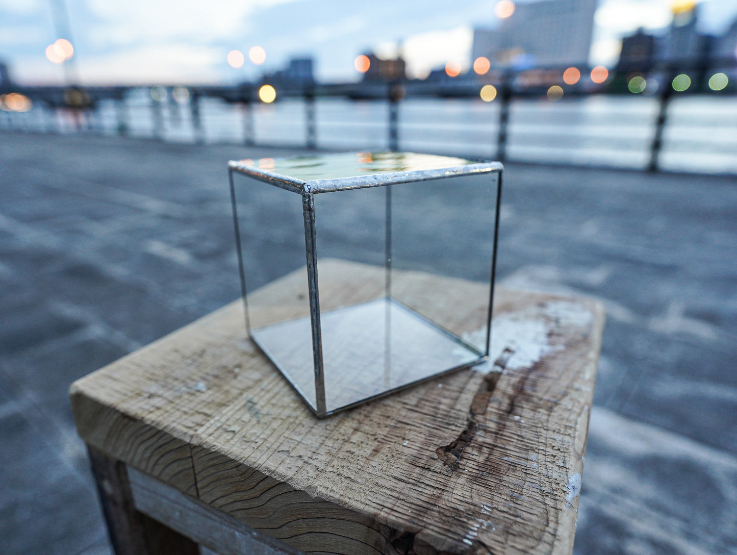 Glass Planter square yellow #22