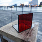 Glass Planter square wave red BF#23