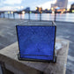 Glass Planter square flora blue BF & saucer #30