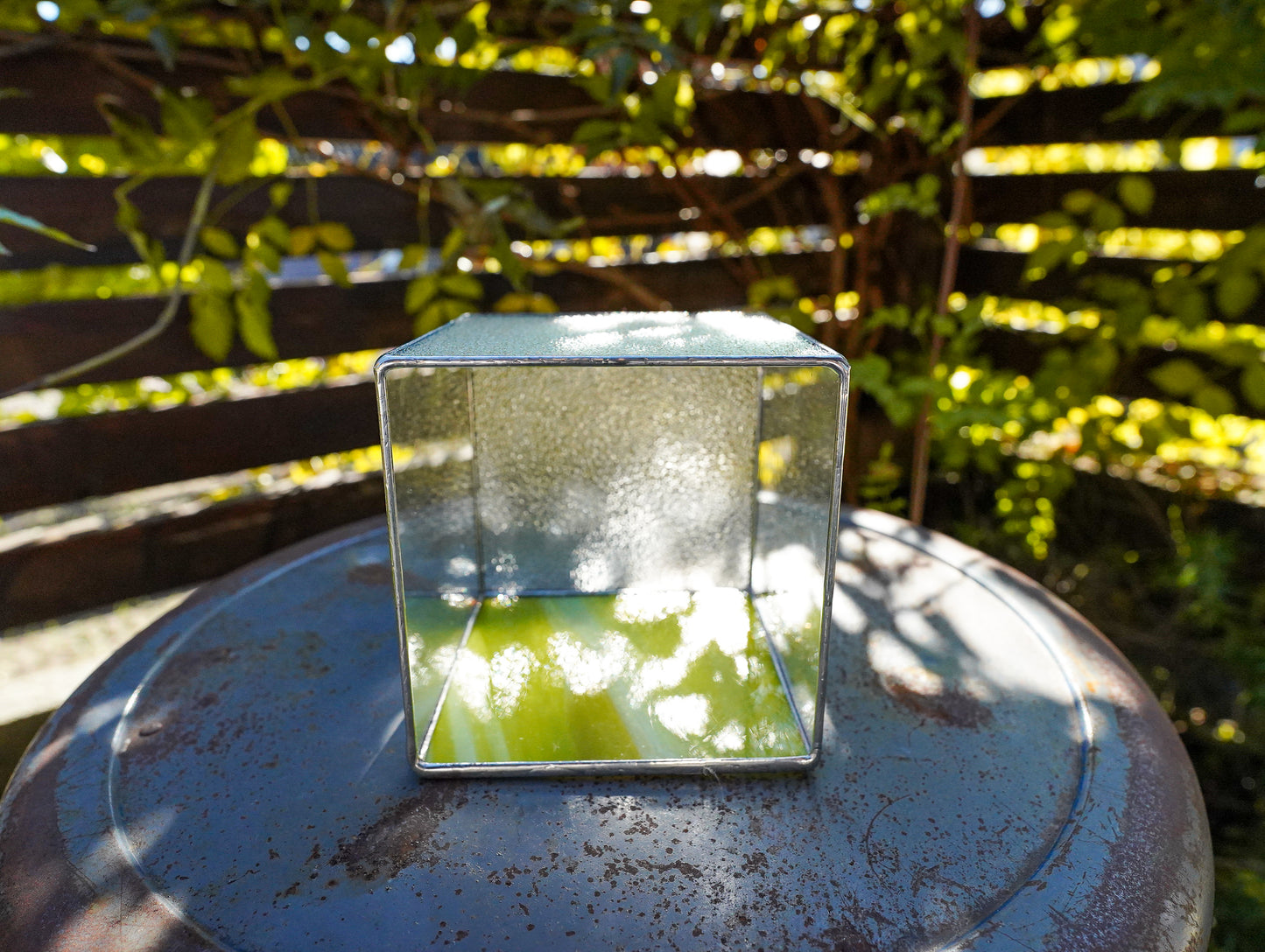 Glass Planter square yellow&brown #69