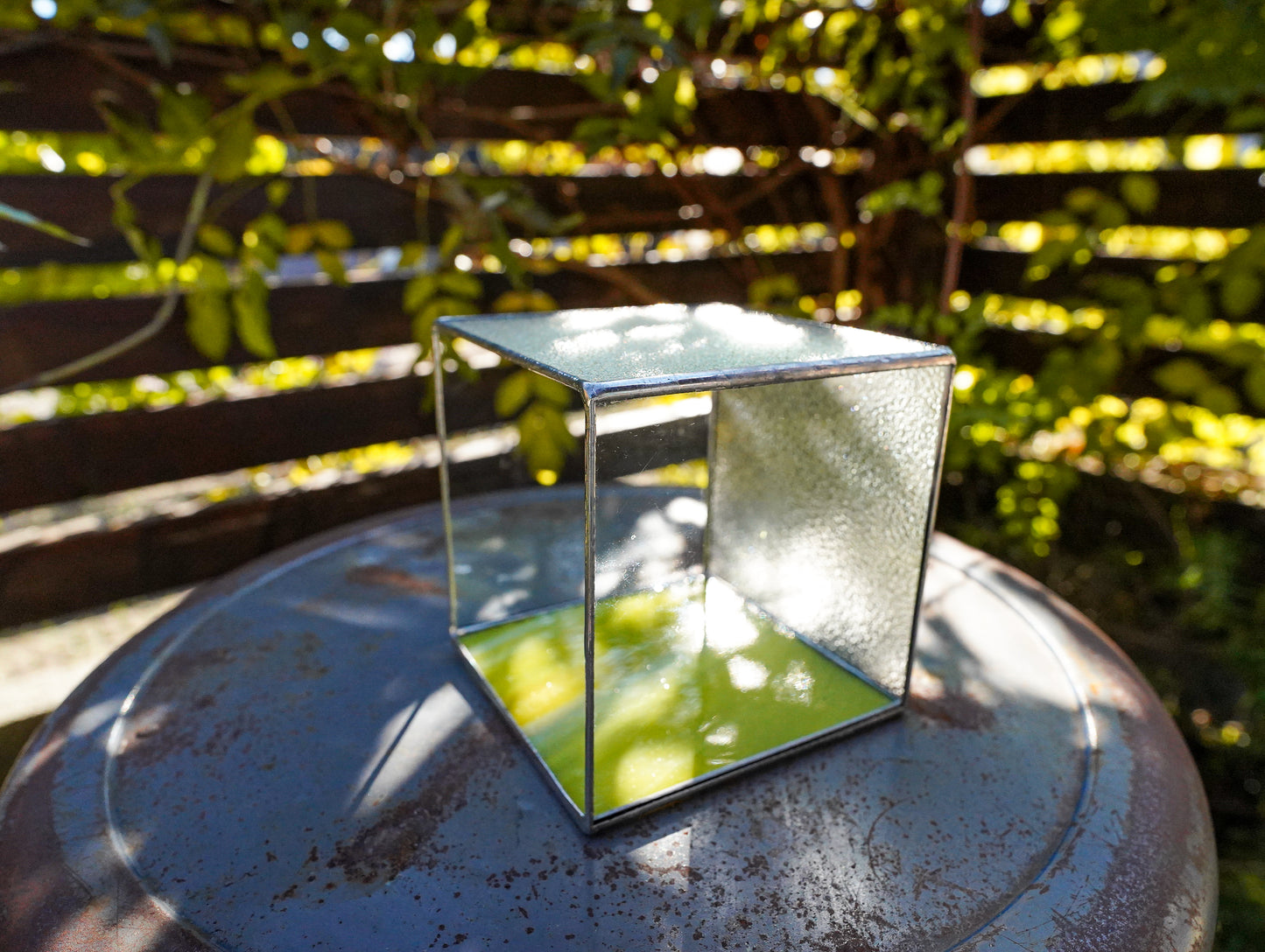 Glass Planter square yellow&brown #69