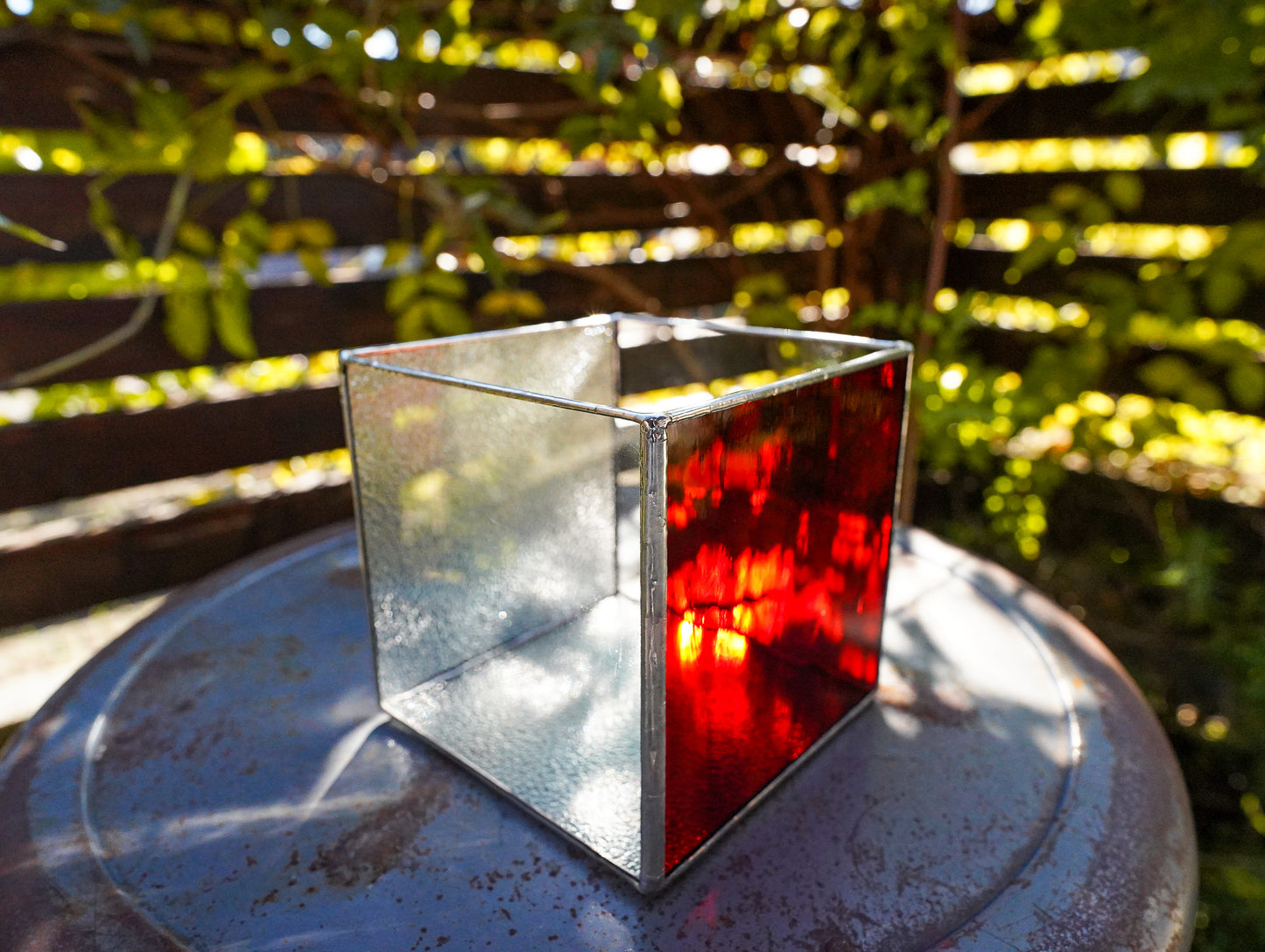 Glass Planter square red #70