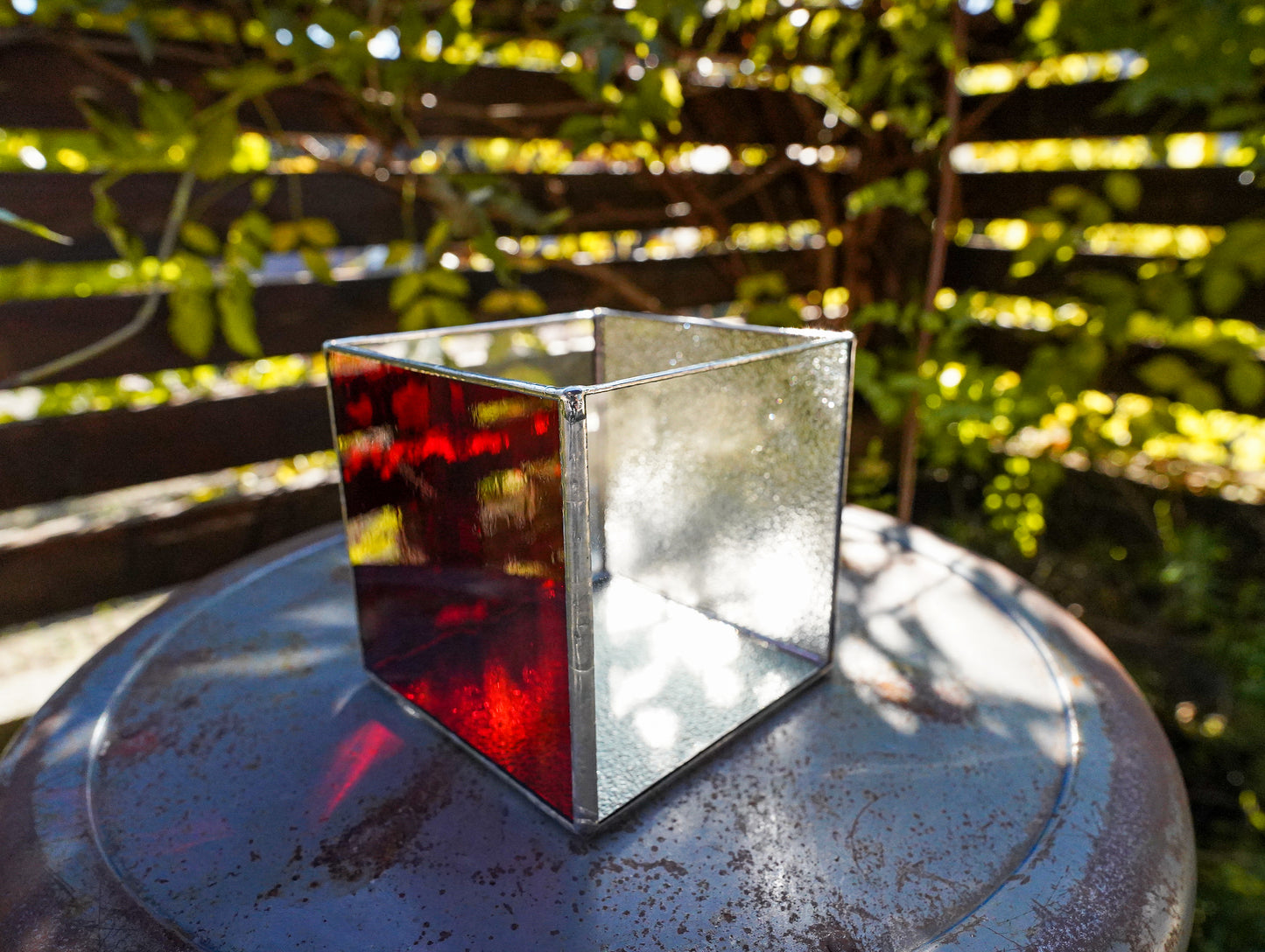 Glass Planter square red #70