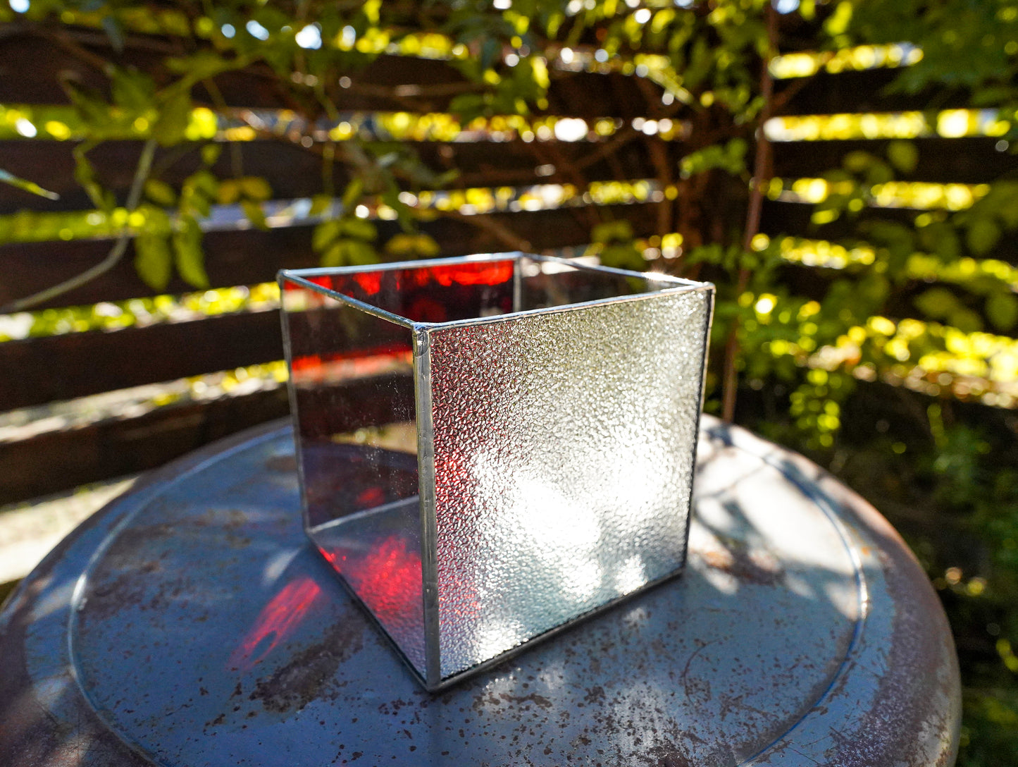 Glass Planter square red #70