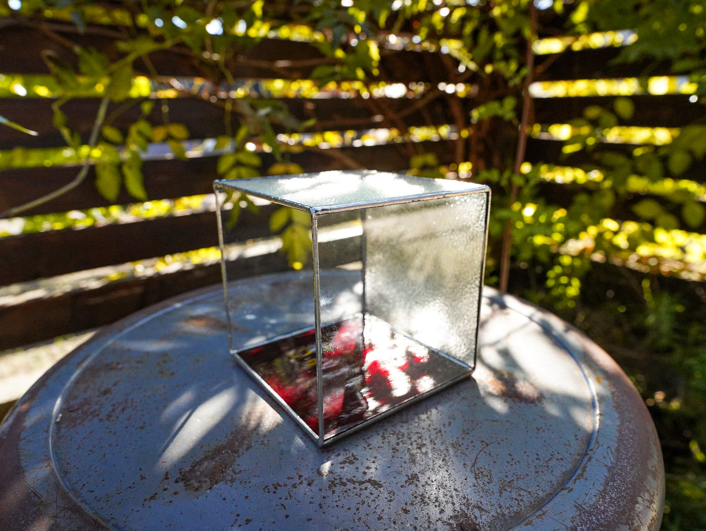 Glass Planter square red #70