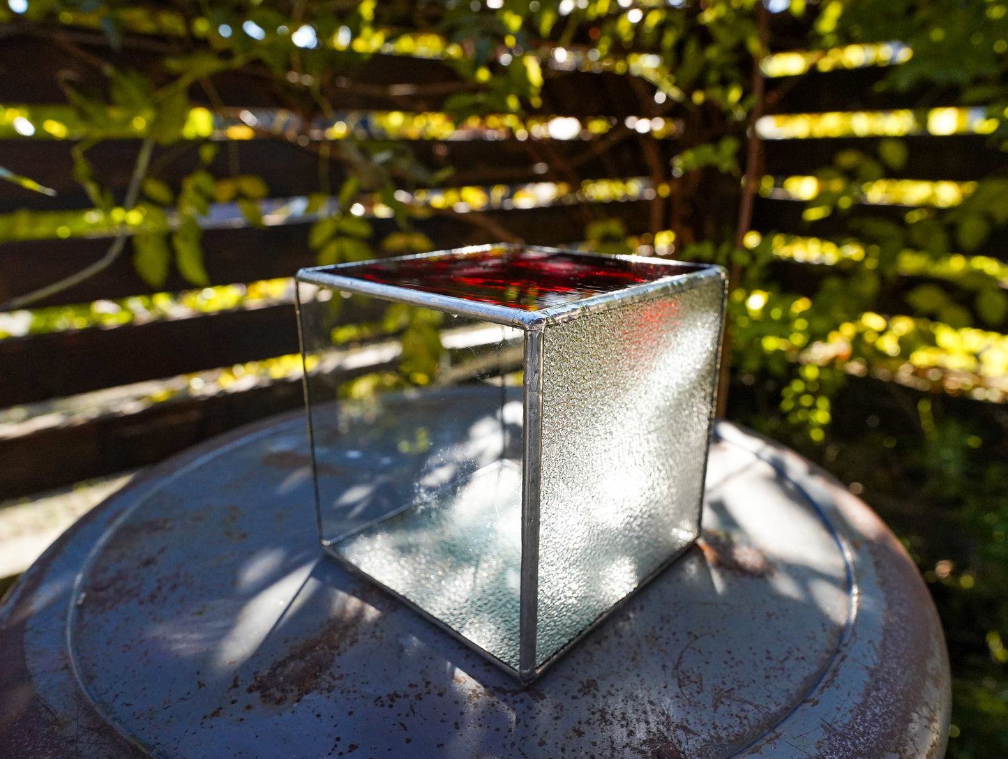 Glass Planter square red #70