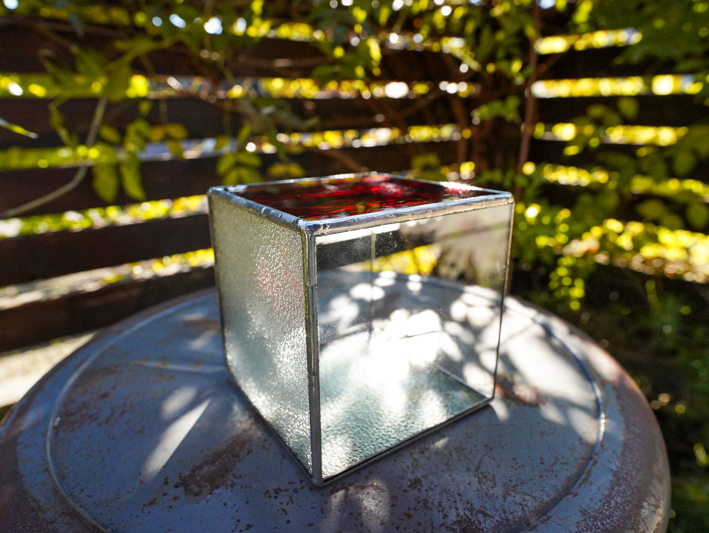 Glass Planter square red #70