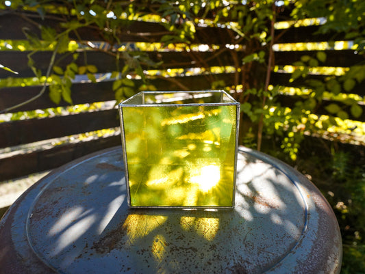 Glass Planter square yellow #72