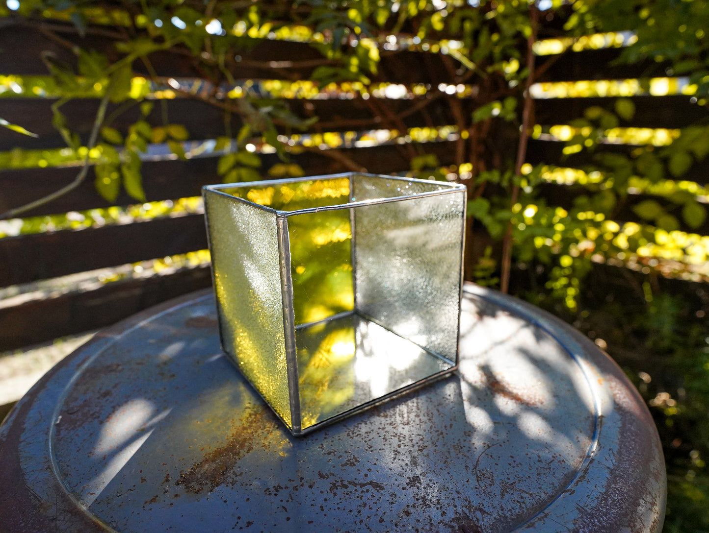 Glass Planter square yellow #72