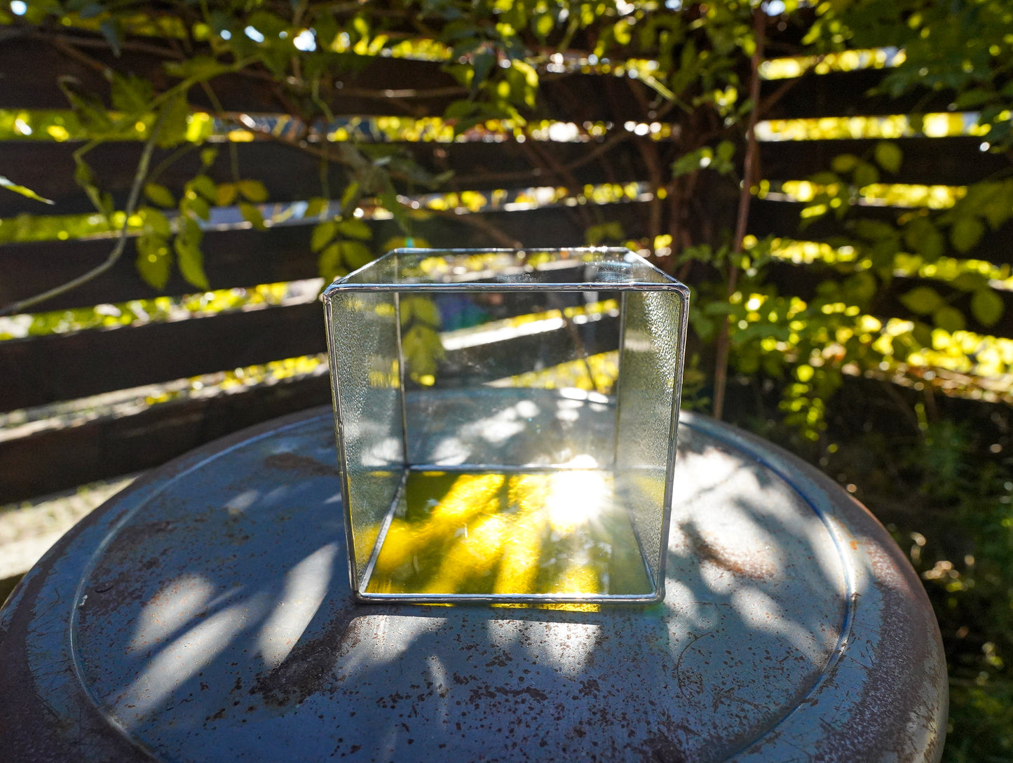 Glass Planter square yellow #72