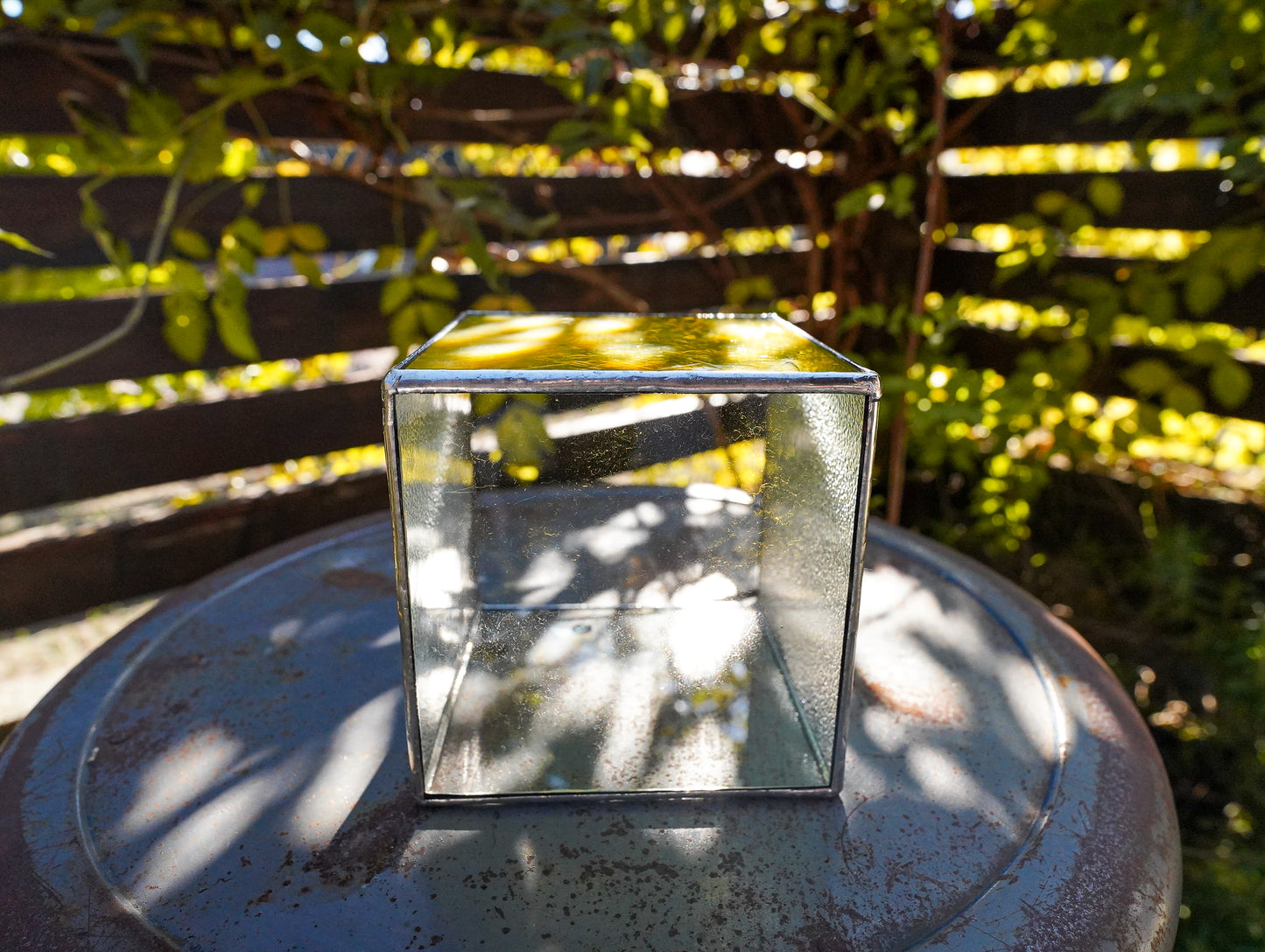 Glass Planter square yellow #72