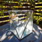 Glass Planter polygon rough&clear #74