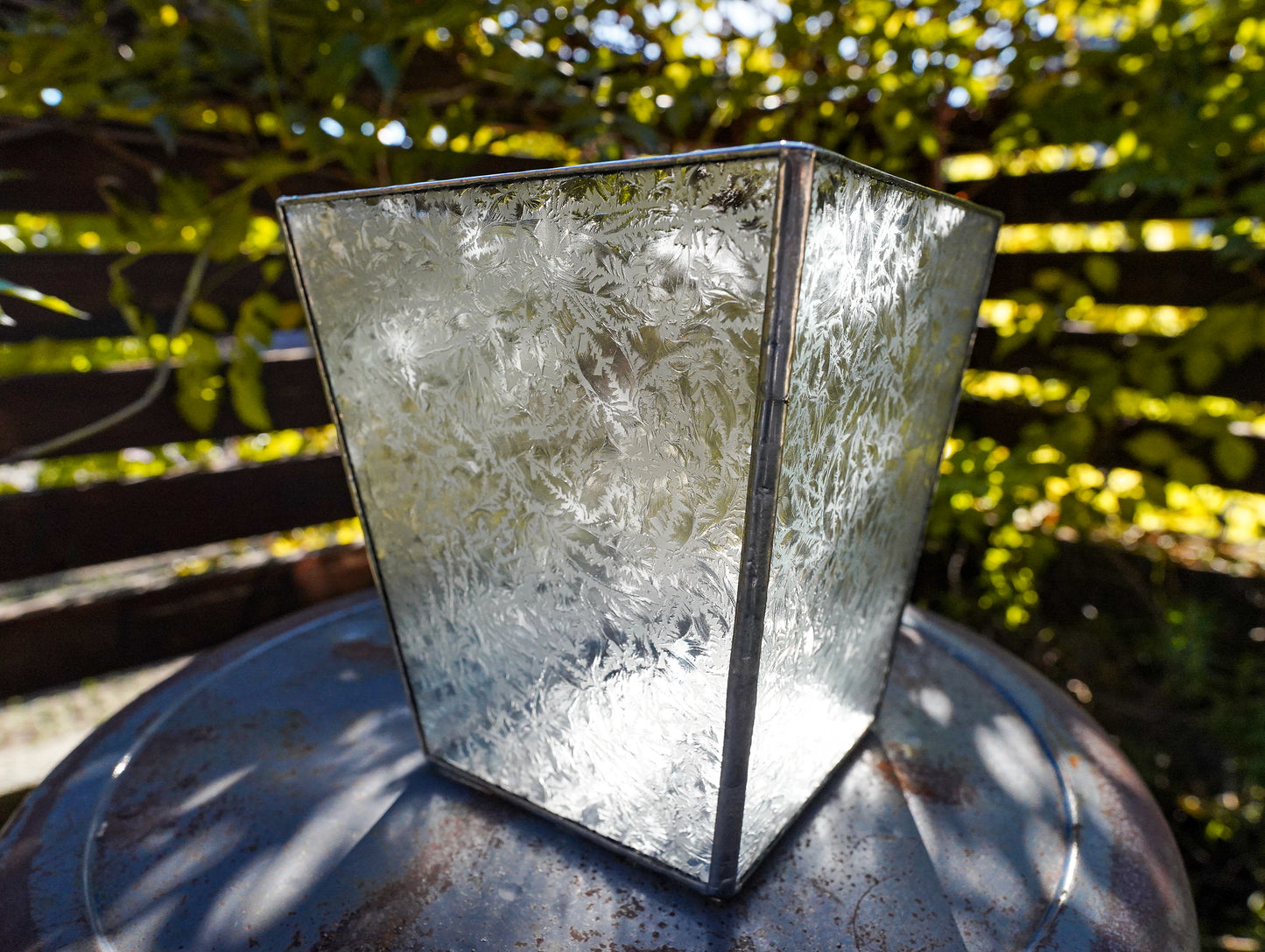 Glass Planter tapered crystal of snow #76