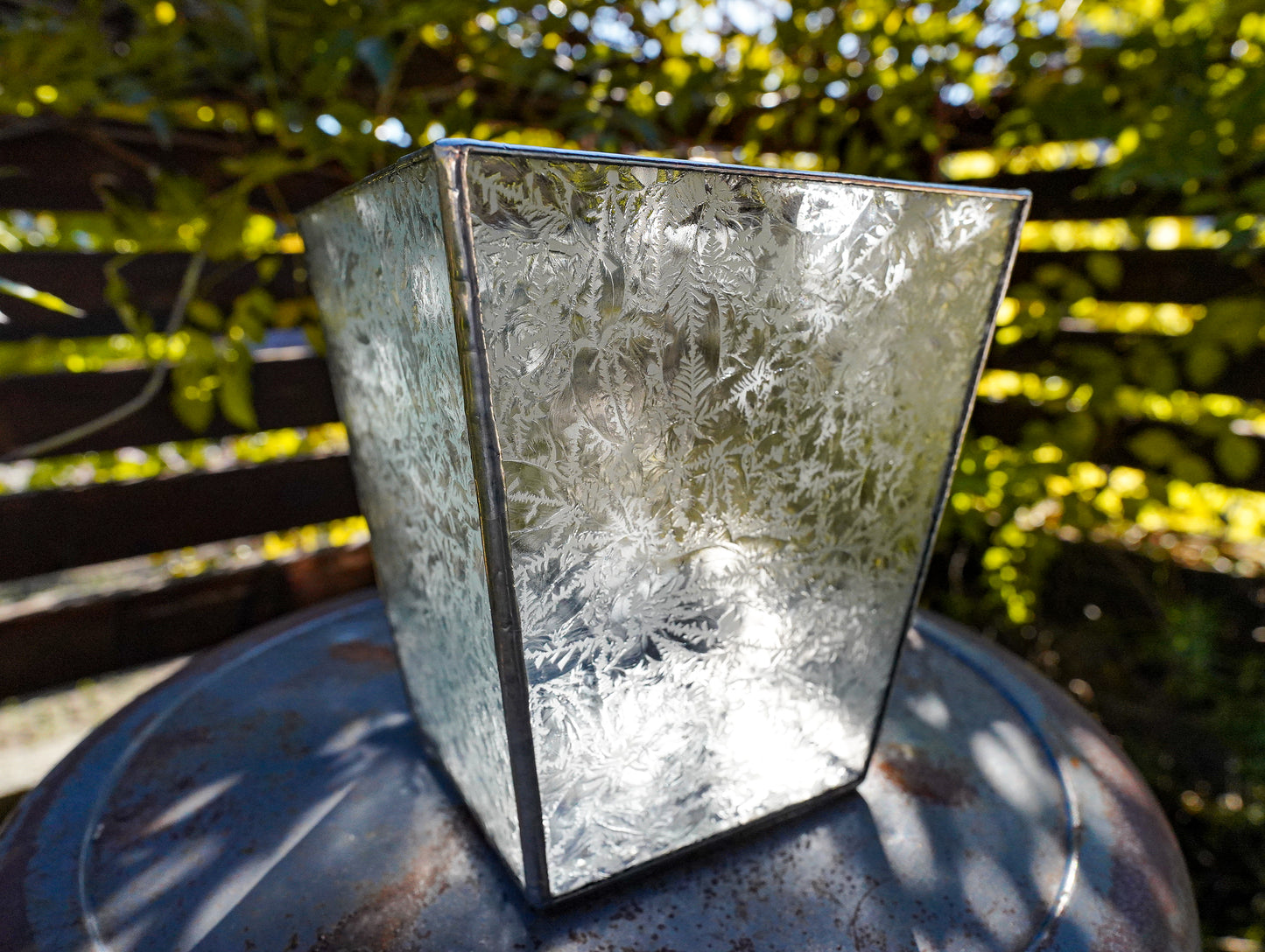 Glass Planter tapered crystal of snow #76