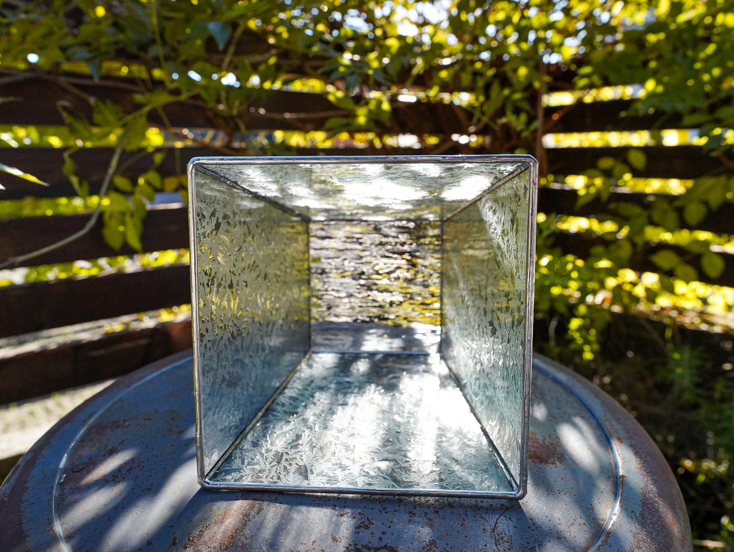 Glass Planter tapered crystal of snow #76