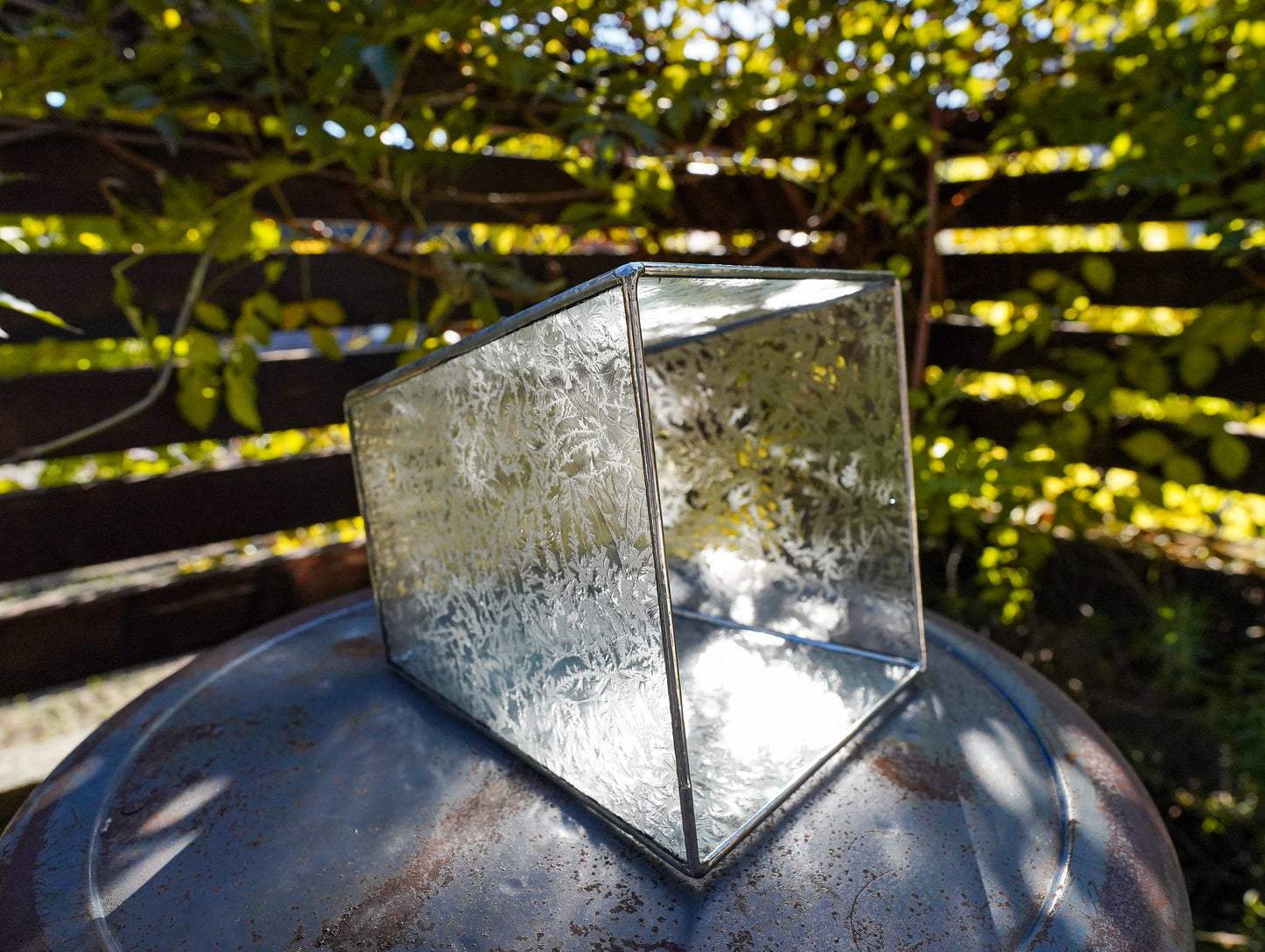 Glass Planter tapered crystal of snow #76