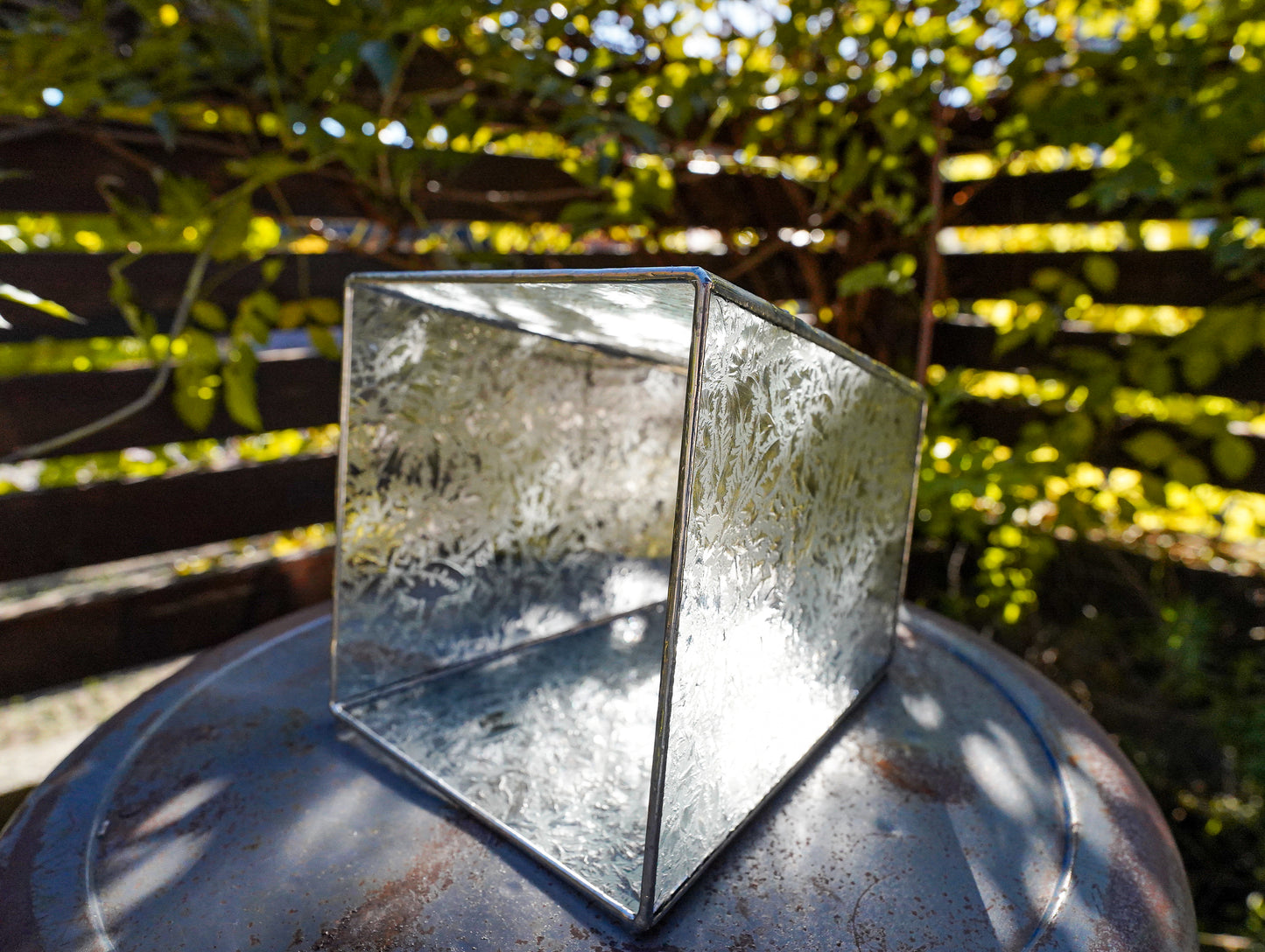 Glass Planter tapered crystal of snow #76